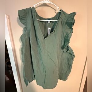Green Ruffled Sleeve Blouse
